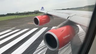 SAS Scandinavian Airlines A340300 (OYKBI Rurik Viking) heavy takeoff at Narita JAPAN