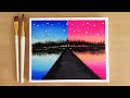 Attractive Reflection Landscape Painting for Beginners on Canvas || Acrylic Painting Tutorial