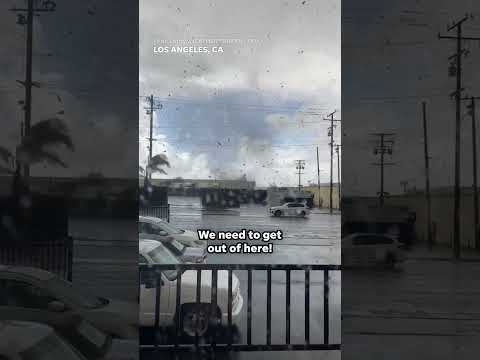 Tornado rips roofs off buildings, destroys cars in Montebello, California #Shorts