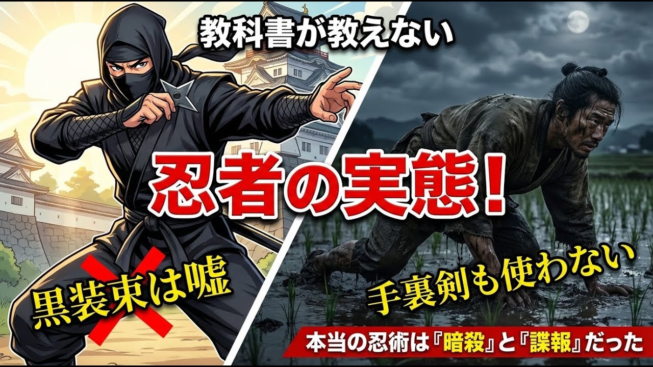教科書が教えない忍者の実態！黒装束は嘘、手裏剣も使わない…本当の忍術は「暗殺」と「諜報」だった#忍者 #戦国時代 #日本史 #歴史解説 #伊賀 #甲賀 #服部半蔵 #織田信長 #徳川家康
