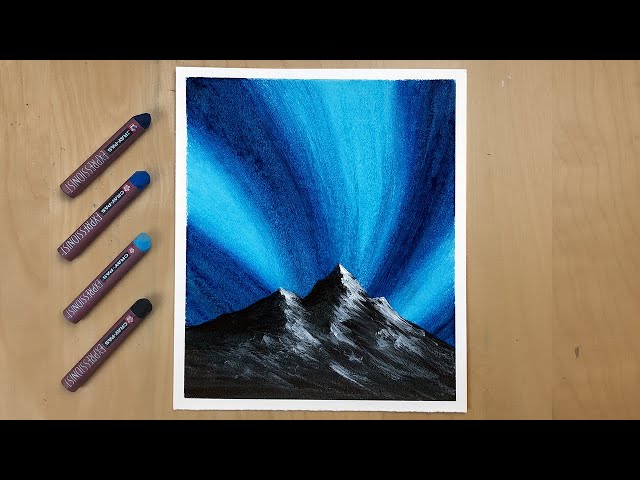 Wolf Northern Lights Scenery with Oil Pastels for Beginners - Step by Step  | Oil pastel, Oil pastel paintings, Oil pastel drawings