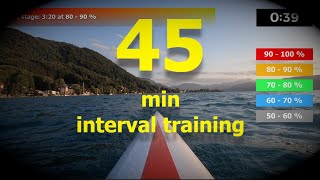 (19.02) 45/25 minute indoor rowing workout - interval training HIIT - hard (1.1)