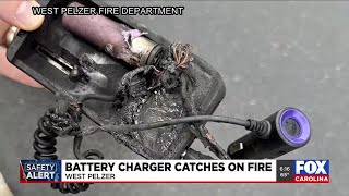 Safety Alert: Battery charger catches fire while driver on road