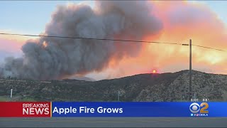 A massive fire burning in riverside county has scorched 20,516 acres
and was at zero percent containment, firefighters said sunday. joy
benedict reports.