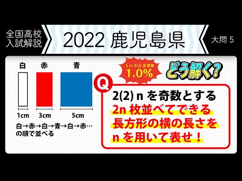 2022年全国高校入試数学解説】鹿児島 大問5 高校入試 高校受験