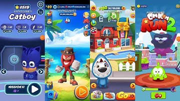 Talking Tom Gold Run vs Om nom Run 2 vs Sonic Dash vs PJ Masks Heroes Run Gameplay