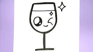 How to Draw a Cute Glass of Water, Wine Glass Easy Drawings 