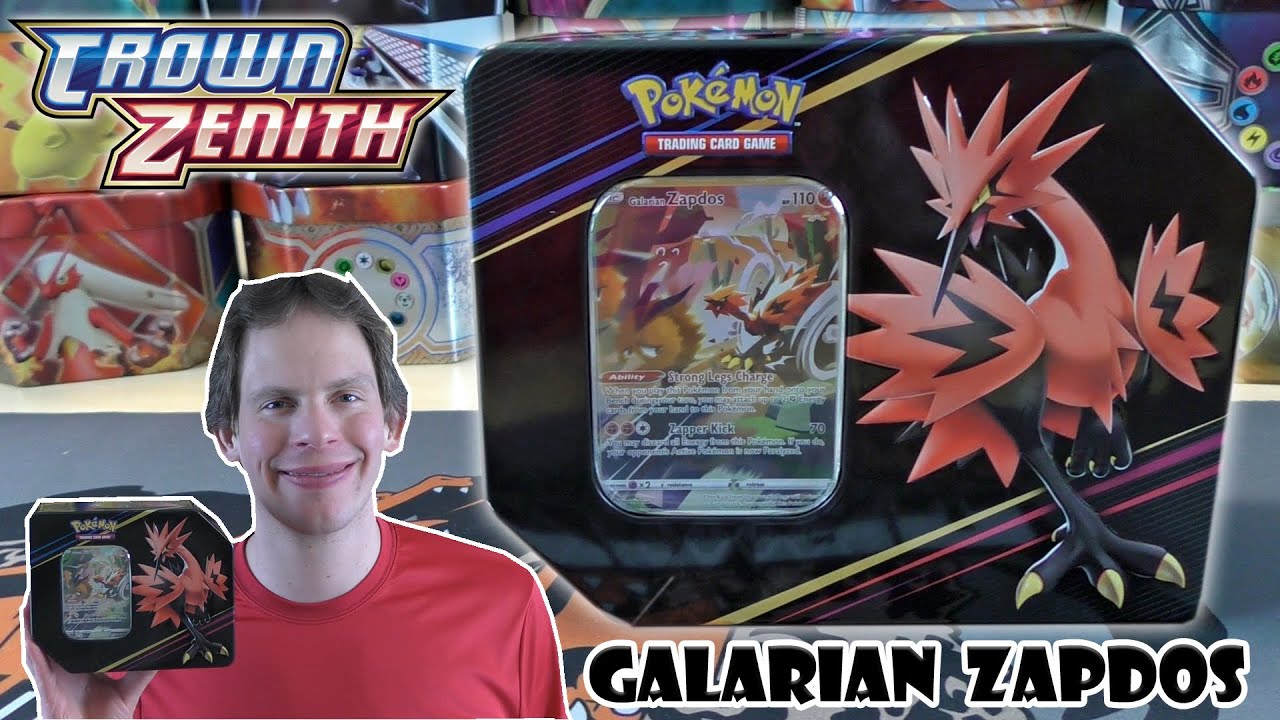  Pokemon TCG: Crown Zenith Tin – Galarian Moltres (1 Foil Card &  5 Booster Packs) : Toys & Games