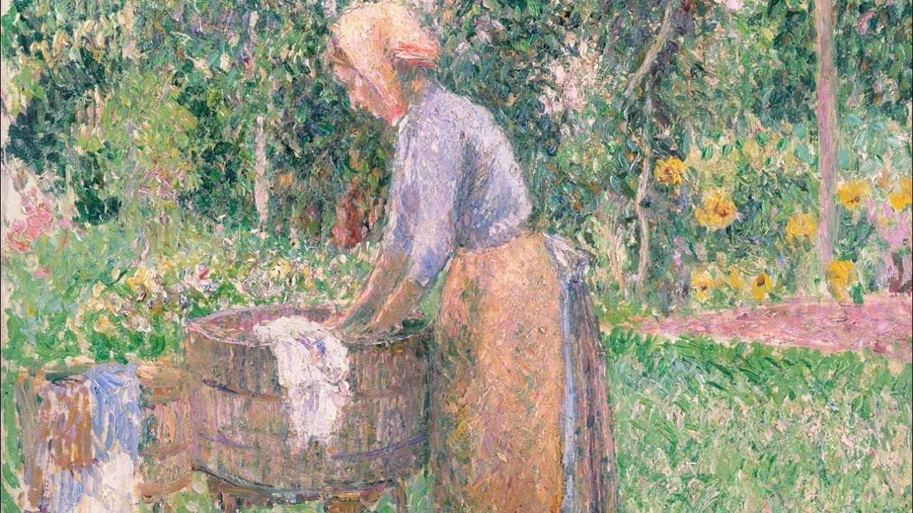 【真作】カミーユ・ヒラリエ リトグラフ 84/125 ヴィジョン・ヌーヴェル刻印 美術品鑑賞第857回【エラニーの洗濯婦】カミーユ・ピサロー