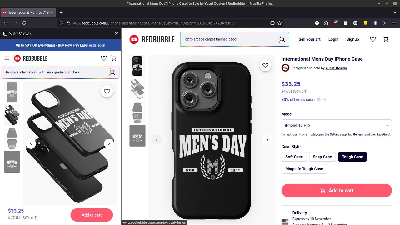 iPhone Tough Case  ||  IMD **Perfect Gift! International Men's Day, November 19th** 