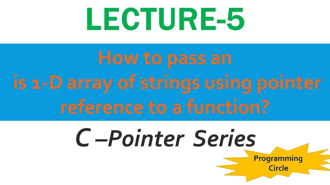 Lecture 5| Passing Array of strings to a function using pointer ...