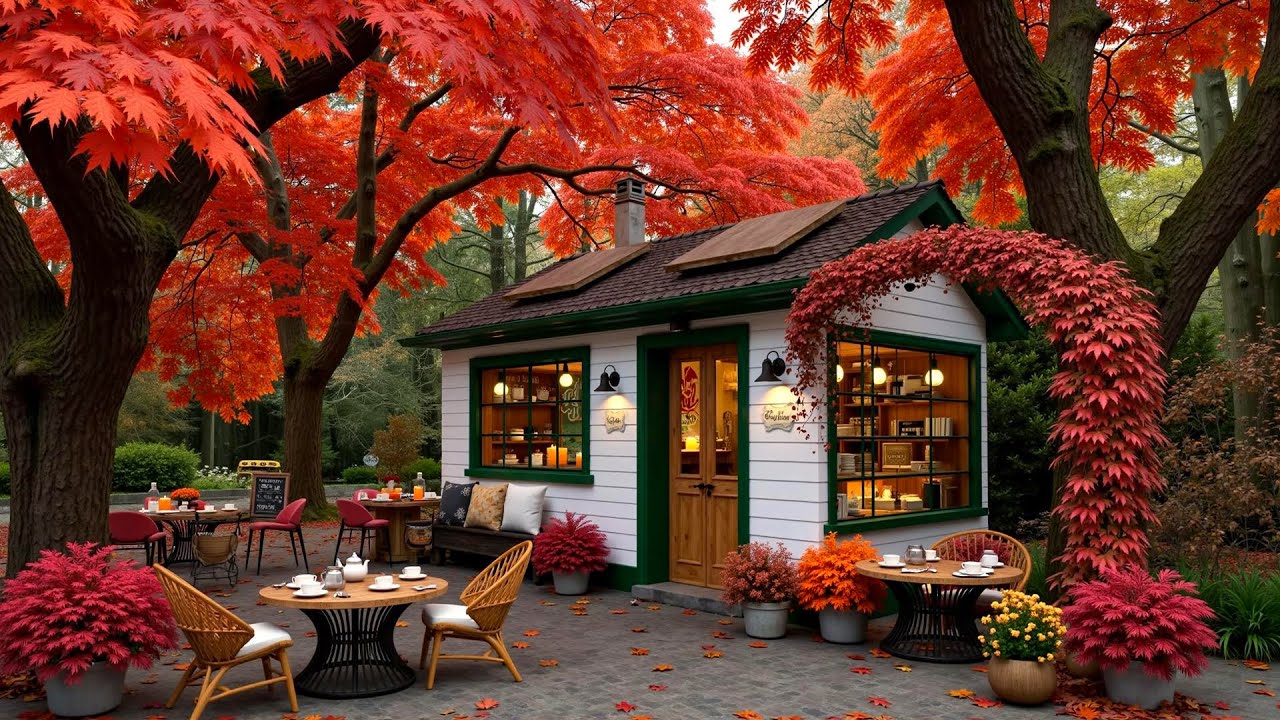Autumn Forest Café Jazz 🍁 Cozy Coffee Ambience with Gentle Jazz Music for Study & Relaxation