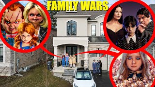 WE CAUGHT CHUCKY'S FAMILY, THE ADDAMS FAMILY, AND M3GAN SISTERS AT OUR HOUSE! (INSANE FAMILY WARS)