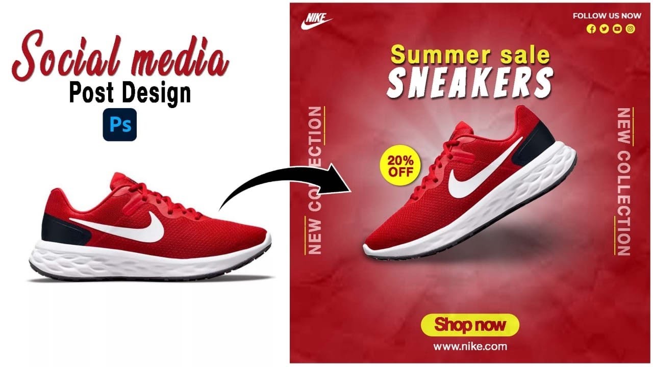 How to Design a Shoe Banner for Social Media | Photoshop Tutorial - YouTube