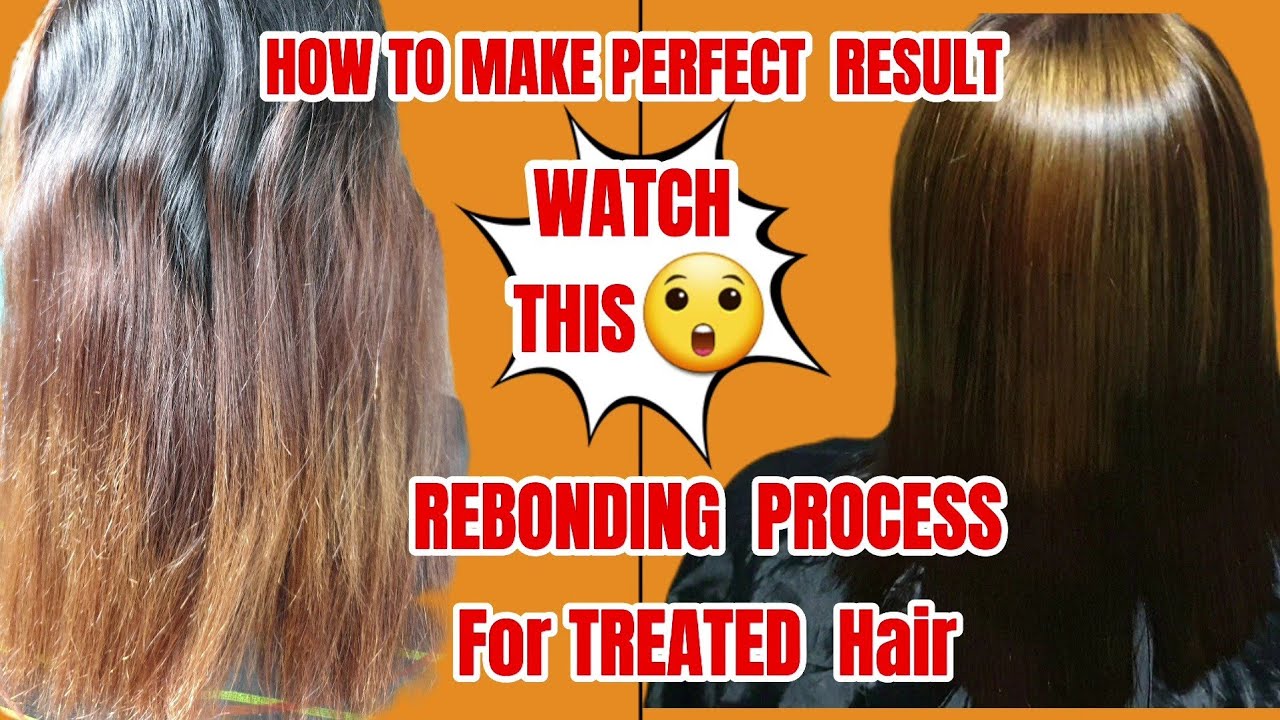 TREATED HAIR & FRIZZY HAIR REBONDING PROCESS 🤔 YouTube