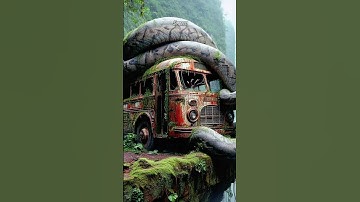 Travel Explore | Abandoned Rusted Bus On A Cliff Jungle #shorts #shortvideo #memes #wildlife #aiart