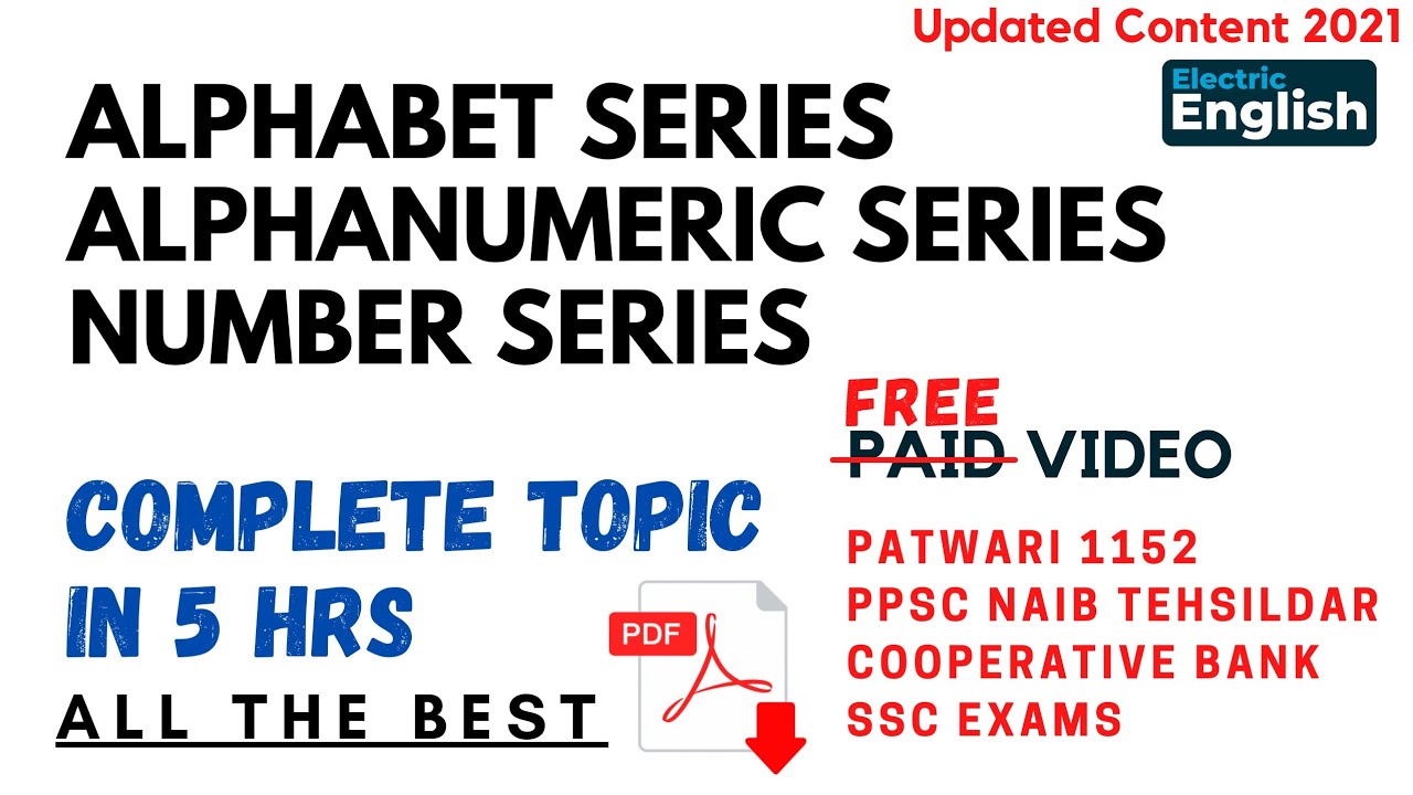 Complete Alphabet series, Complete Alphanumeric Series, Complete Number ...