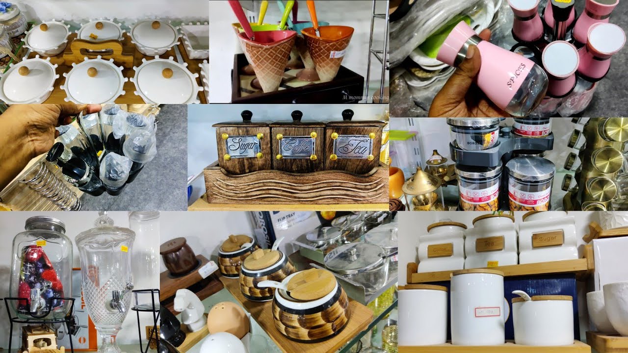 Glassware kitchen spice rack containers Madras glassware parrys/dmart