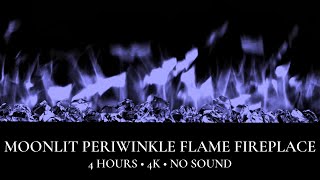 Moonlit Periwinkle Luxury Fireplace 4K | 4 Hours | No Sound