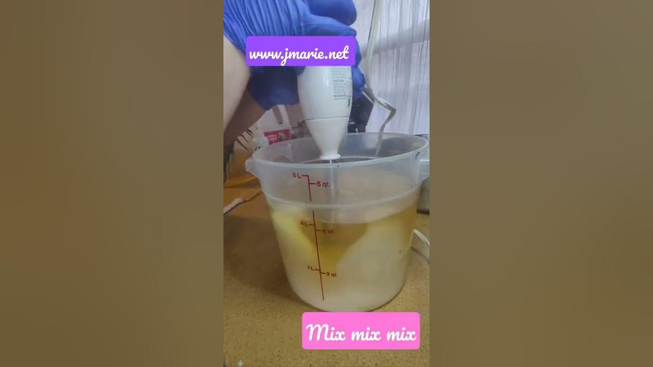mixing lye water into oils for a new batch #soap #coldprocesssoap #lye #soapmaker #mixing