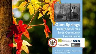 Gum Springs Heritage Resources Study Community Meeting: May 28, 2024