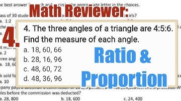 The three angles of a triangle are 4:5:6. Find the measure of each angle. RATIO and PROPORTION
