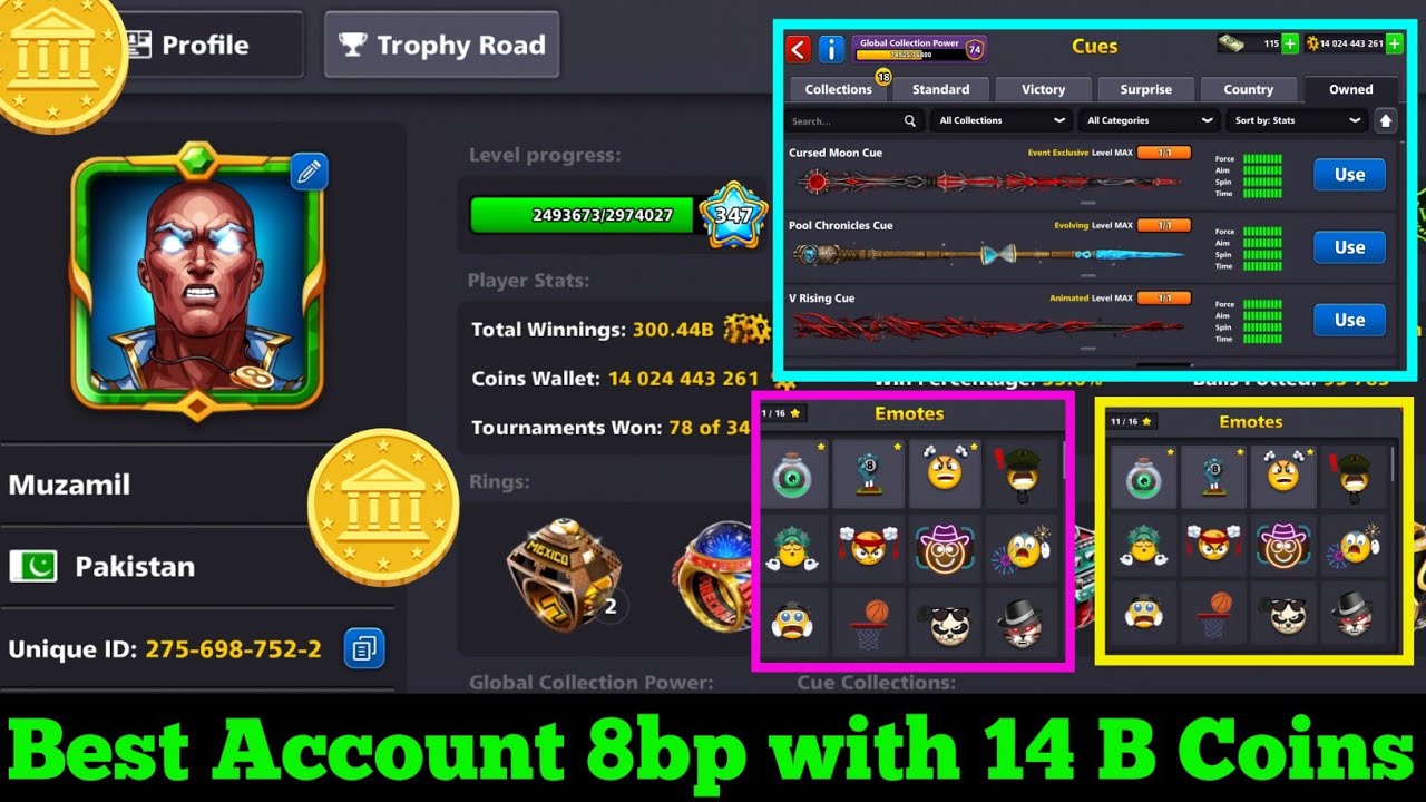 Best ❣️8 ball pool with 14 Billion Coins✅ in Account 