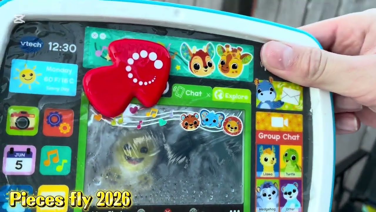 Destroying toy laptop