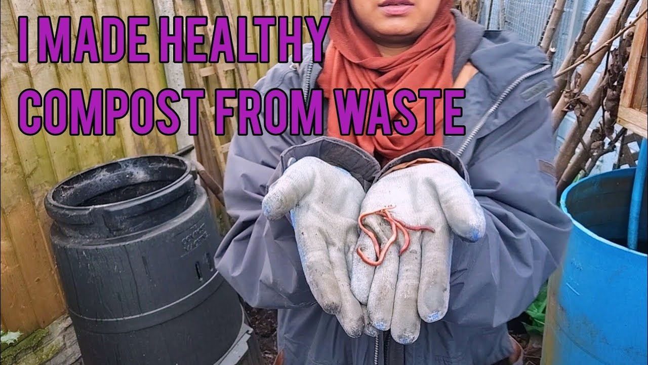Turning my home made compost for spring in my cottage garden - YouTube