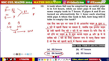 A tank when full can be emptied by an outlet pipe A in 5.6 hours, while an inlet pipe B can fill the
