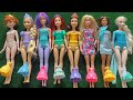ASMR Most Popular Disney Prencess Mattel Dolls lots of colorful rainbow Dresses unpacking toys 5