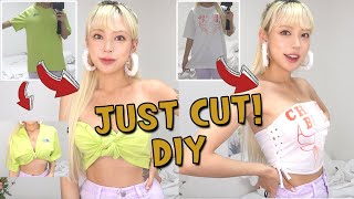 [DIY] 바느질 없이 티셔츠 크롭티로 리폼하기👕 초간단 방법으로 알려줄게요!! DIY NO-SEW T-SHIRT HACKS💗