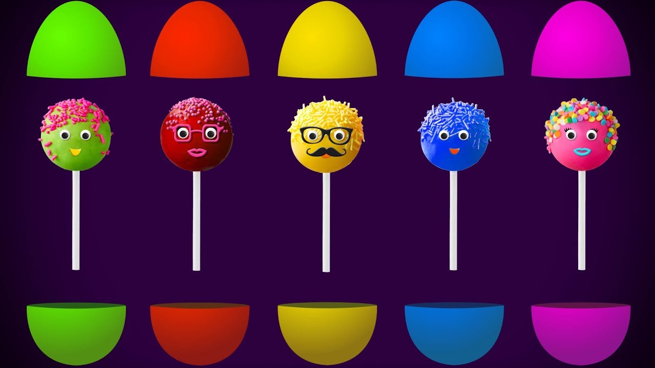 Surprise Eggs Cake Pop Finger Family Colors Learn Lollipops YouTube