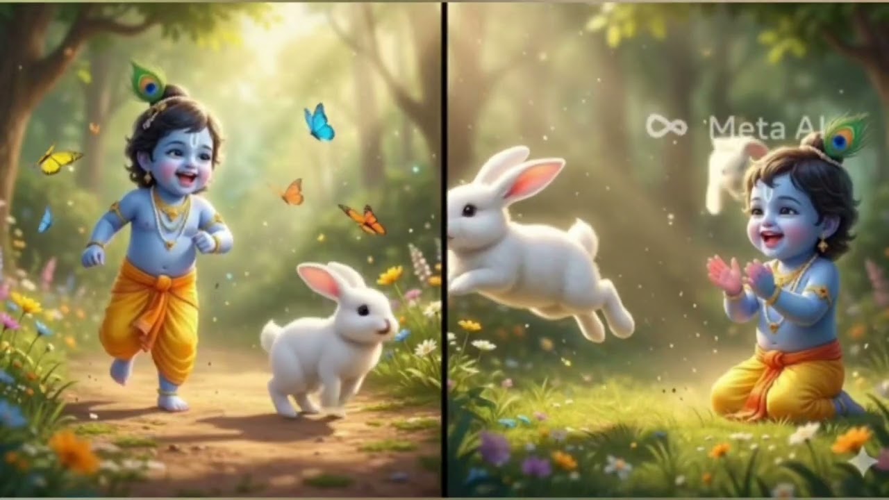 ❤️ लिटिल कृष्णा और खरगोश 👌😍