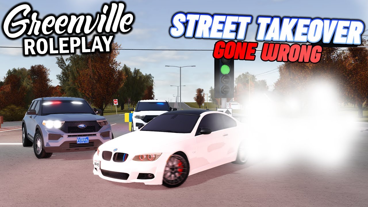 (GOT ARRESTED) STREET TAKEOVER ENDS IN POLICE CHASE... || ROBLOX - Greenville Roleplay