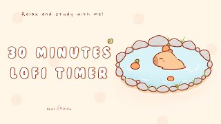 30 minutes - Relax & study with me Lofi | Cozy capybara #timer #30minrelaxingmusic #pomodoro #lofi