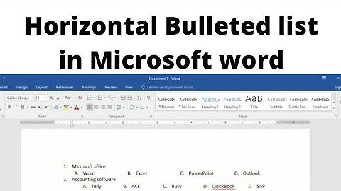 Making a horizontal number list in Microsoft Office Word | Horizontal bulleted list in Word