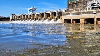 Fishing a Dam When The FLOOD GATES OPEN!! (Big fish)