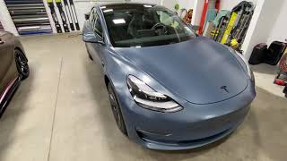 Tesla Model 3 Wrapped In 3M 2080 Series Satin Thundercloud