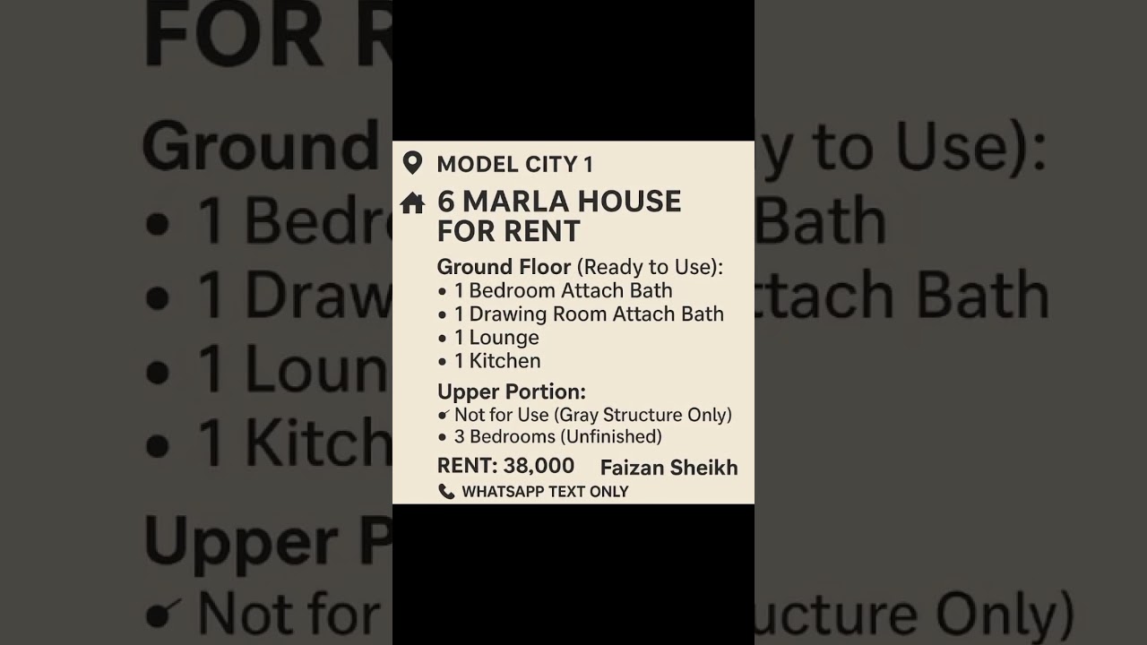 6 Marla House For Rent Canal Road Faisalabad 38,000 Rent ♥️