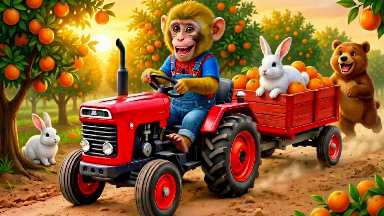 Funny Monkey NaNa: Growing Mandarins & The Big Storm Rescue 🌪️🚜