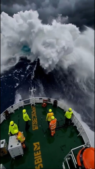 Atlantic Ocean Fury – Giant Wave Hits Ship Hard!  #shorts