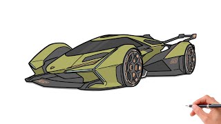 How to draw a LAMBORGHINI V12 VISION GRAN TURISMO / drawing lambo v12 vision gt 2019 sports car