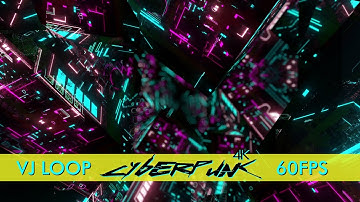 4k Cyberpunk Neon Dark Tunnel / Vj Loop / Cybernetic Footage