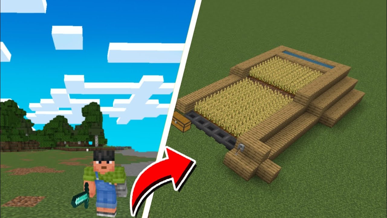 HOW TO MAKE BUILD MINECRAFT POCKET EDITION 1.21.+ AUTO AUTOMATIC WHEAT ...