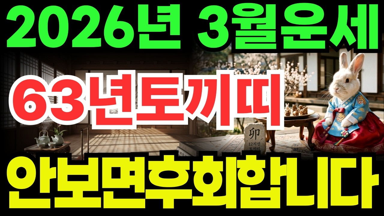 [63년토끼띠운세]1963년계묘생토끼띠26년3월운세