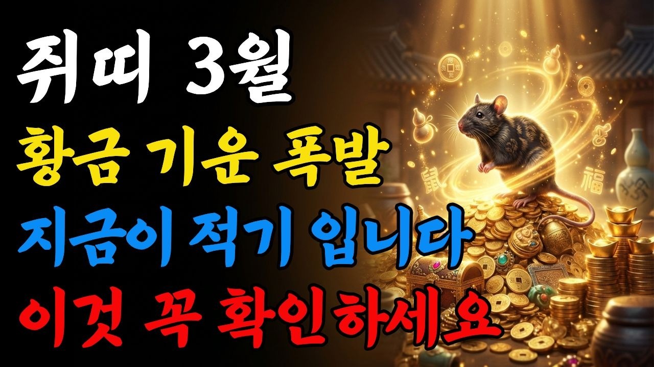 쥐띠 3월 운세 재물 기운이 열리는 날이 있습니다 지금 바로 확인하세요
