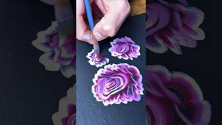 Paint Flowers with a Flat Brush🌹#shorts