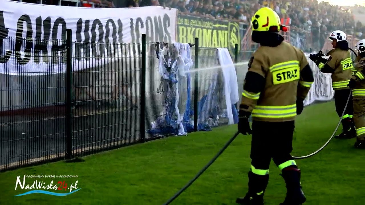 07.09.2024 Oprawy kibiców Siarki i Sandecji. Zadyma na stadionie w Tarnobrzegu