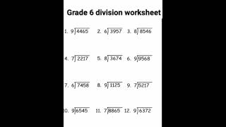 Grade 6 division worksheet